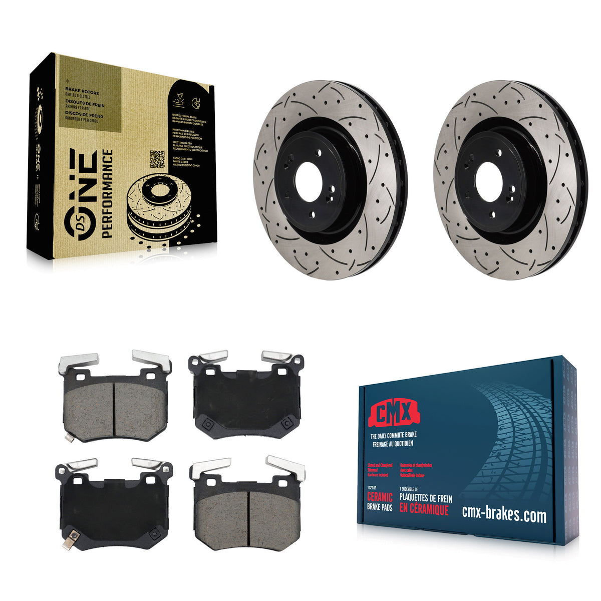 Rear Coated Drilled Slot Disc Brake Rotors Ceramic Pad Kit For 2024-2025 Genesis G70 3.3L KDC-101862