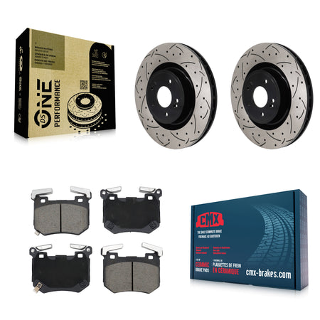 Rear Coated Drilled Slot Disc Brake Rotors Ceramic Pad Kit For 2024-2025 Genesis G70 3.3L KDC-101862