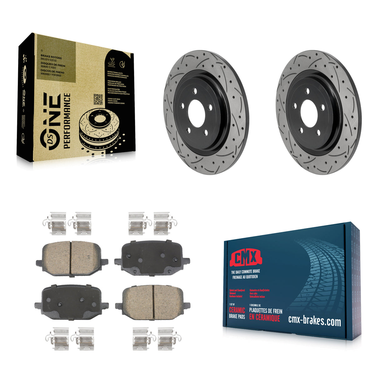 Rear Drilled Slot Disc Brake Rotors Ceramic Pad Kit For 2022-2024 Ford Explorer 3.0L/2.3L KDC-101863