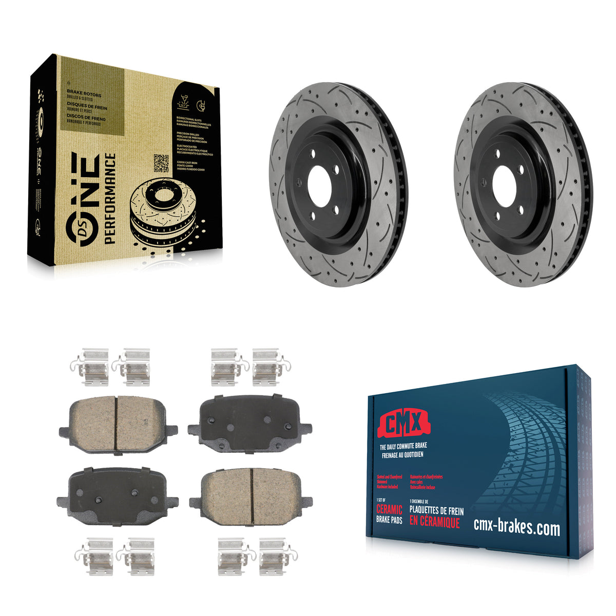 Rear Coated Drill Slot Disc Brake Rotors Ceramic Pad Kit For 2022-2023 Ford Explorer 3.3L KDC-101864