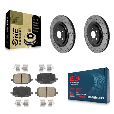 Rear Coated Drill Slot Disc Brake Rotors Ceramic Pad Kit For 2022-2023 Ford Explorer 3.3L KDC-101864