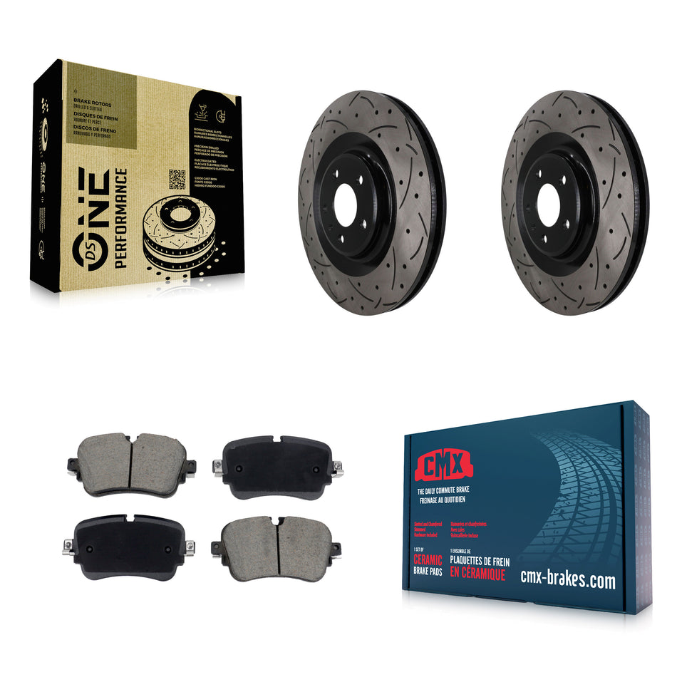 Rear Coated Drill Slot Disc Brake Rotors Ceramic Pad Kit For Audi Q7 Q8 e-tron Quattro A8 KDC-101867