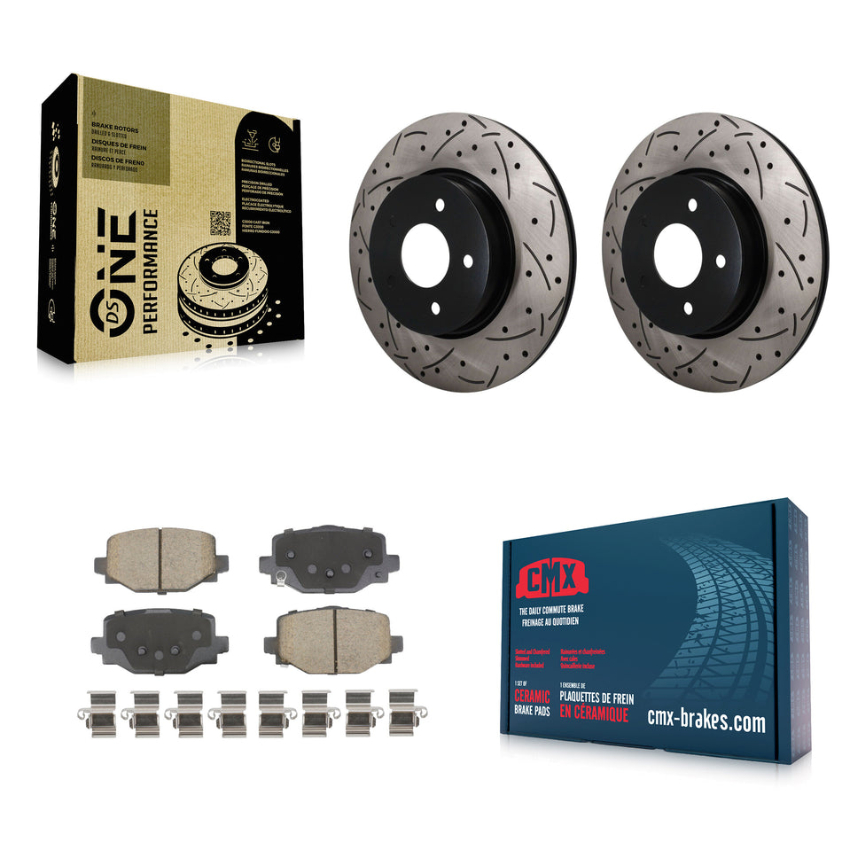 Rear Coated Drilled Slotted Disc Brake Rotors And Ceramic Pads Kit For INFINITI QX50 QX55 KDC-101876