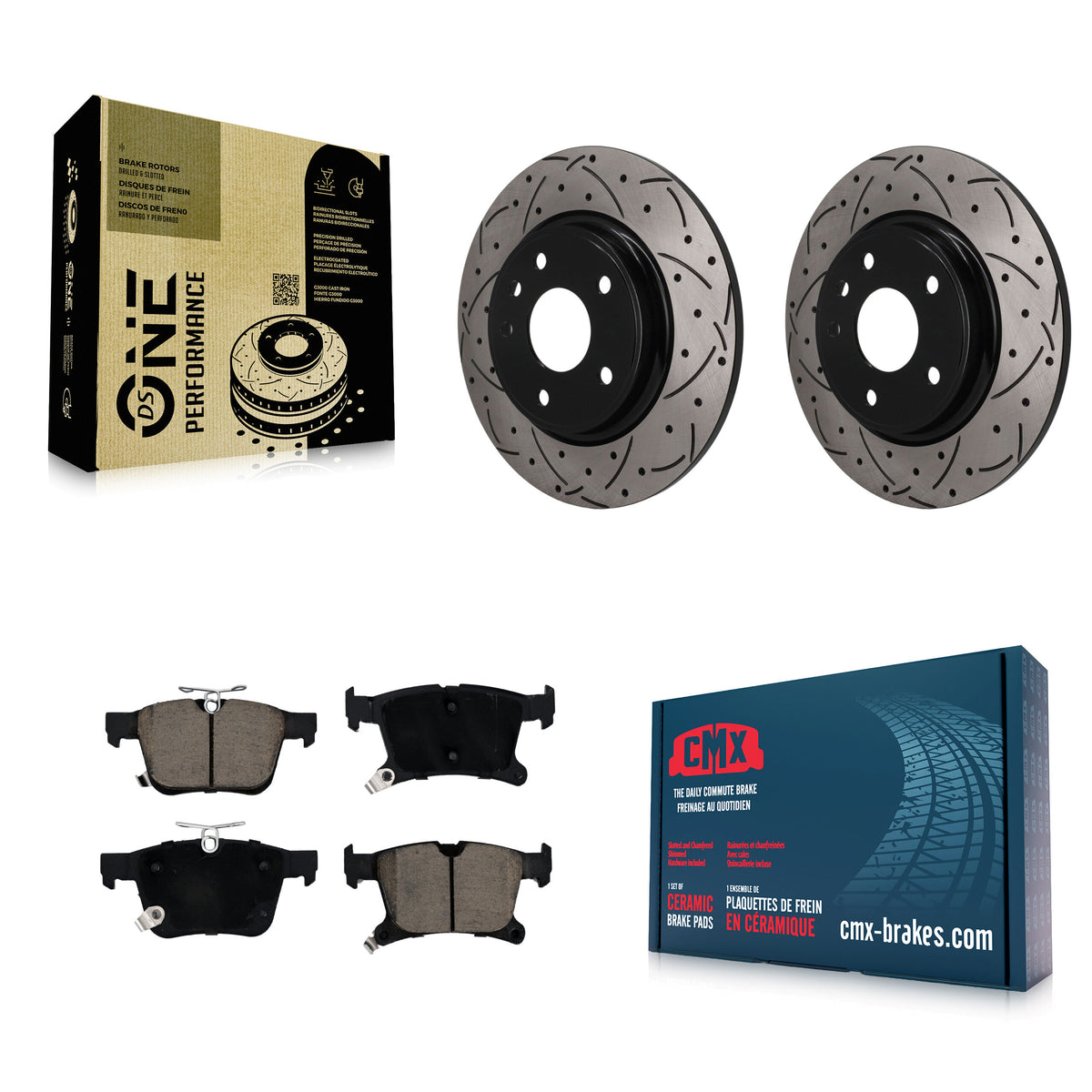 Rear Drilled Slot Brake Rotor Ceramic Pad Kit For Chrysler Pacifica Grand Caravan Voyager KDC-101881