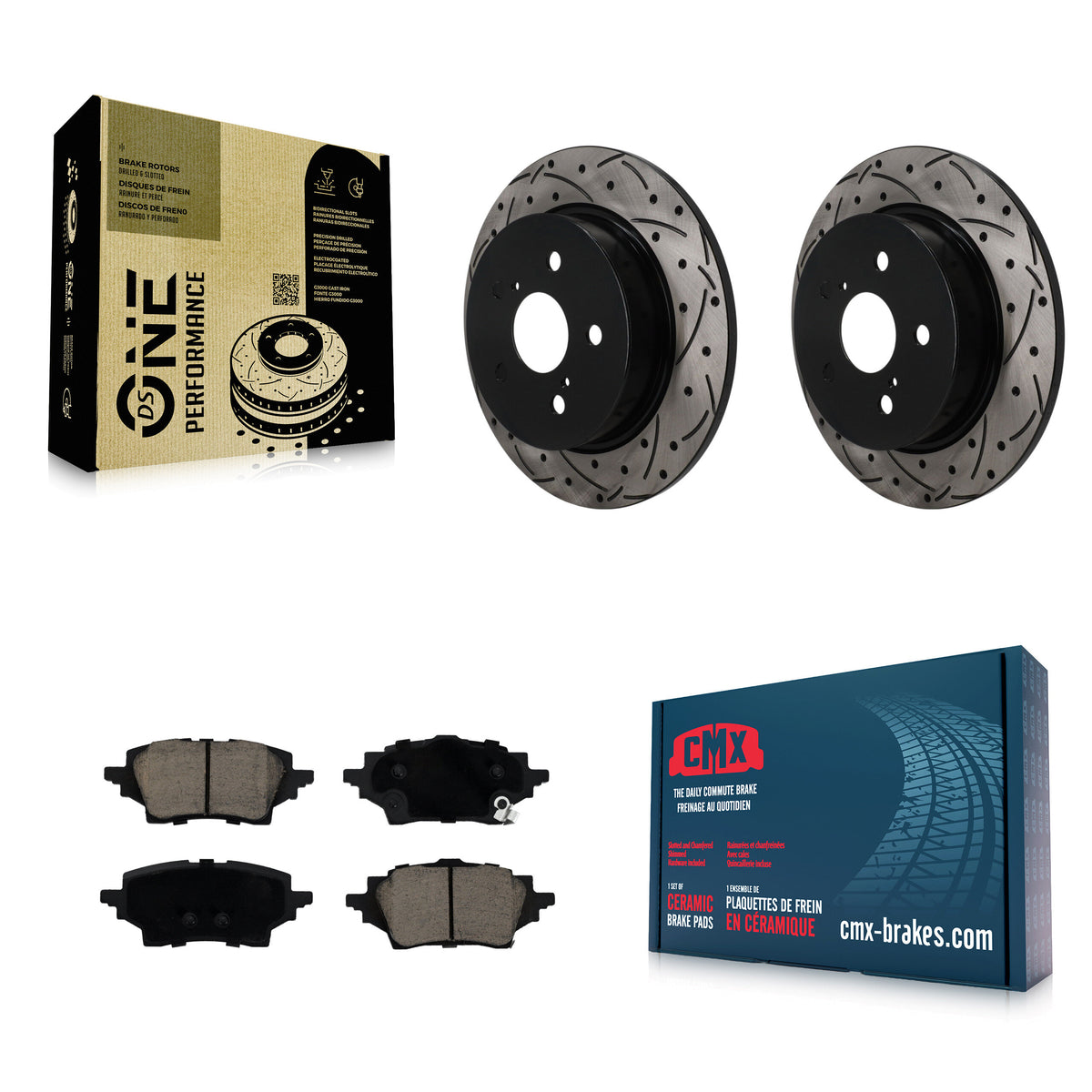 Rear Coated Drilled Slotted Disc Brake Rotors And Ceramic Pads Kit For Toyota C-HR KDC-101883