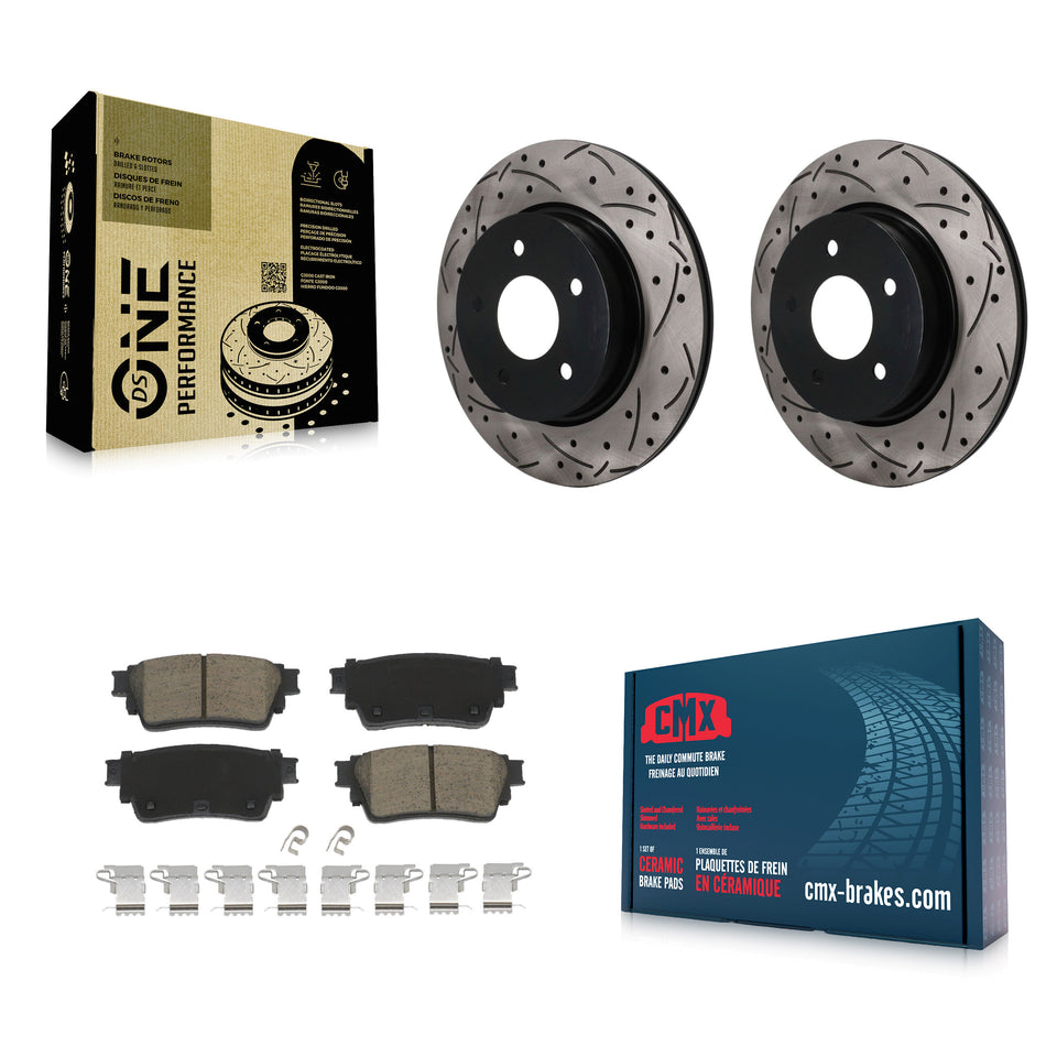 Rear Coated Drilled Slotted Disc Brake Rotors And Ceramic Pads Kit For Nissan Rogue KDC-101885