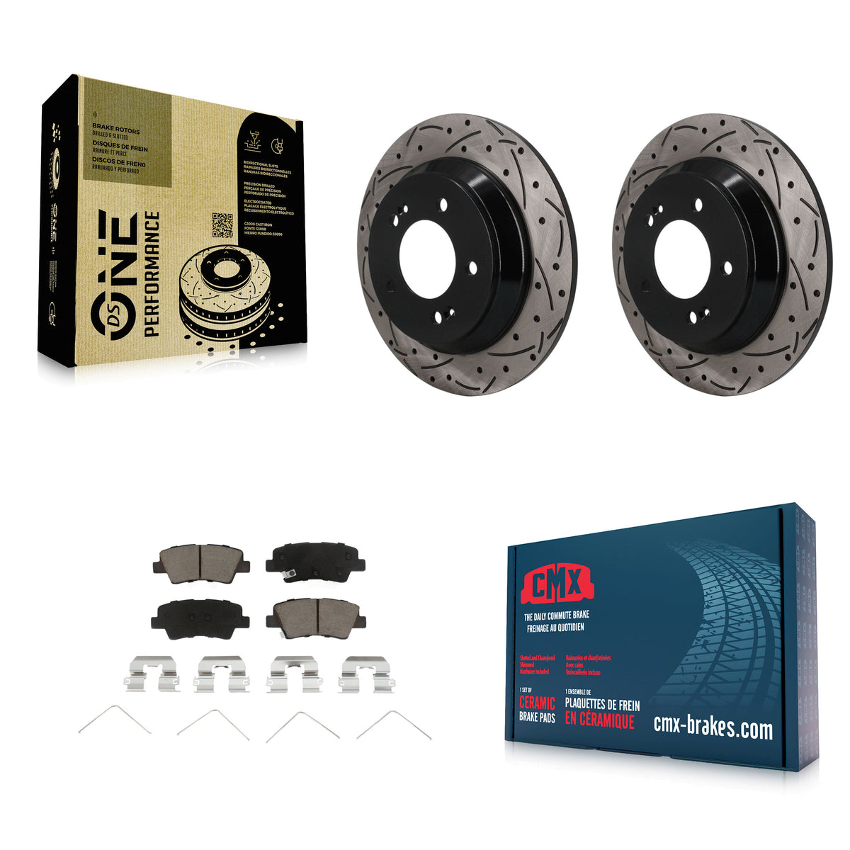 Rear Coated Drilled Slotted Disc Brake Rotors Ceramic Pad Kit For 2020-2022 Kia Soul 1.6L KDC-101887