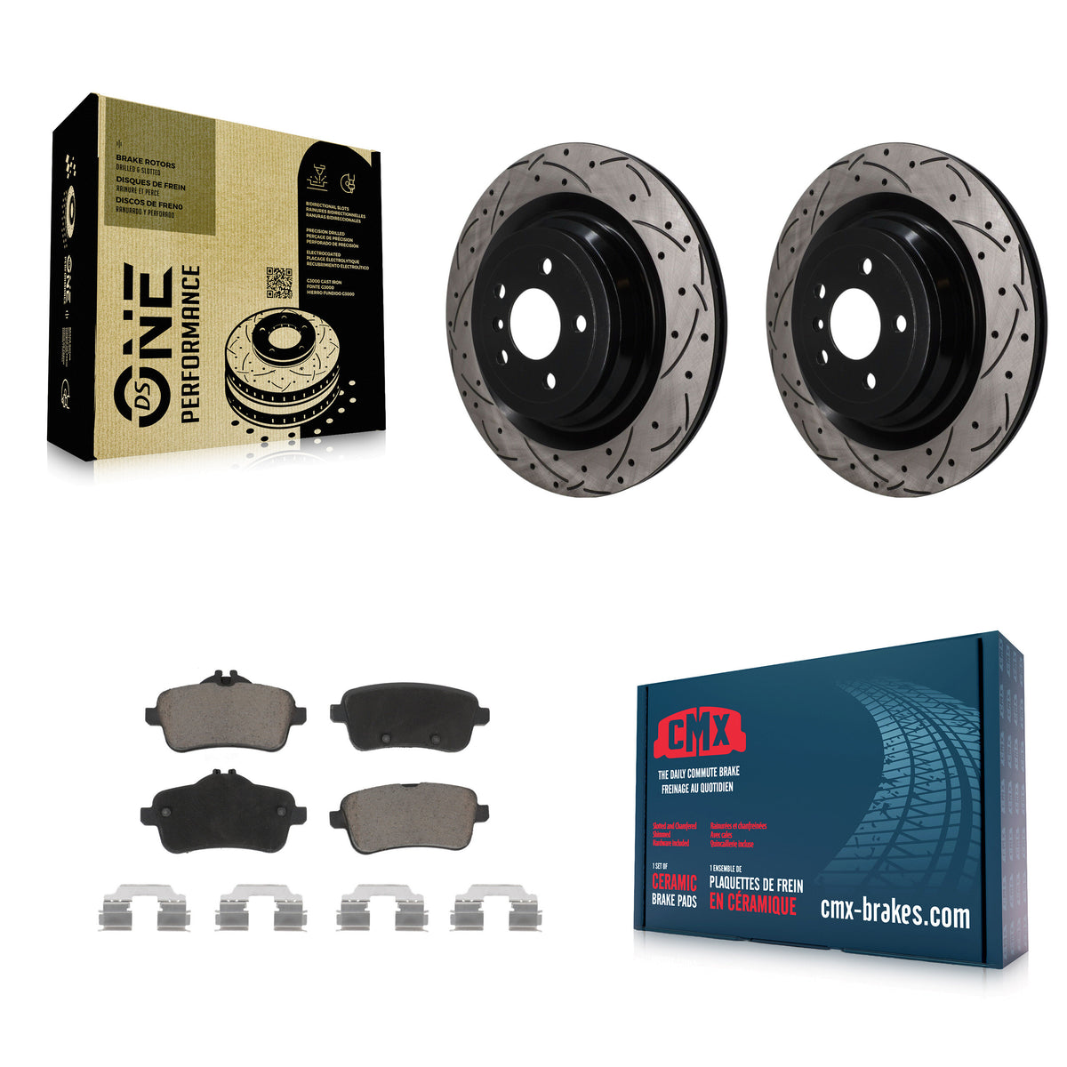 Rear Drilled Slot Brake Rotor Ceramic Pad Kit For Mercedes-Benz GL350 GLS450 ML400 GLS550 KDC-101891