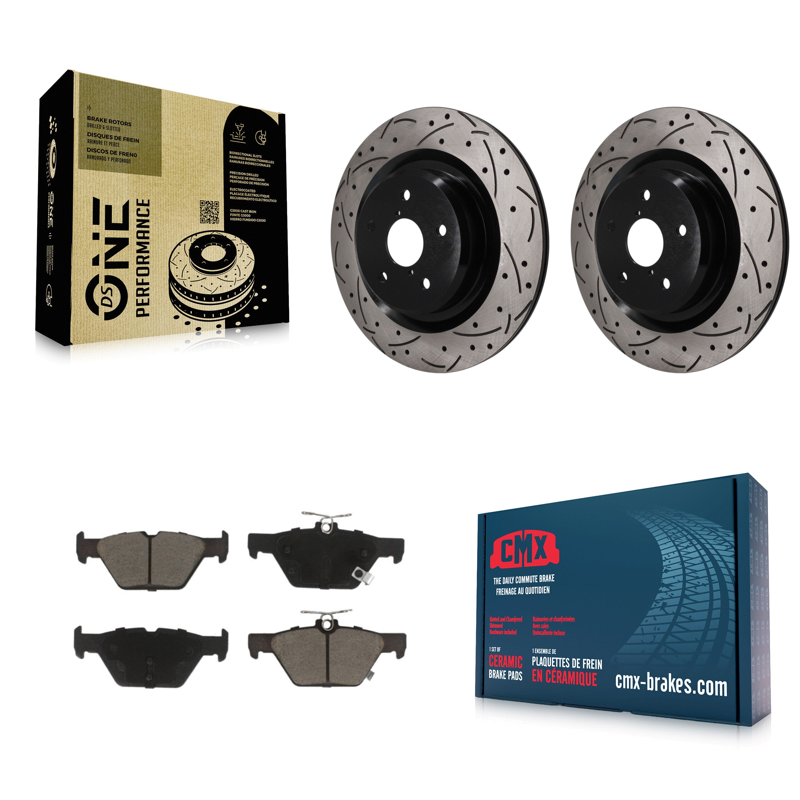 Rear Coated Drilled Slotted Disc Brake Rotors Ceramic Pad Kit For 2019-2024 Subaru Ascent KDC-101897