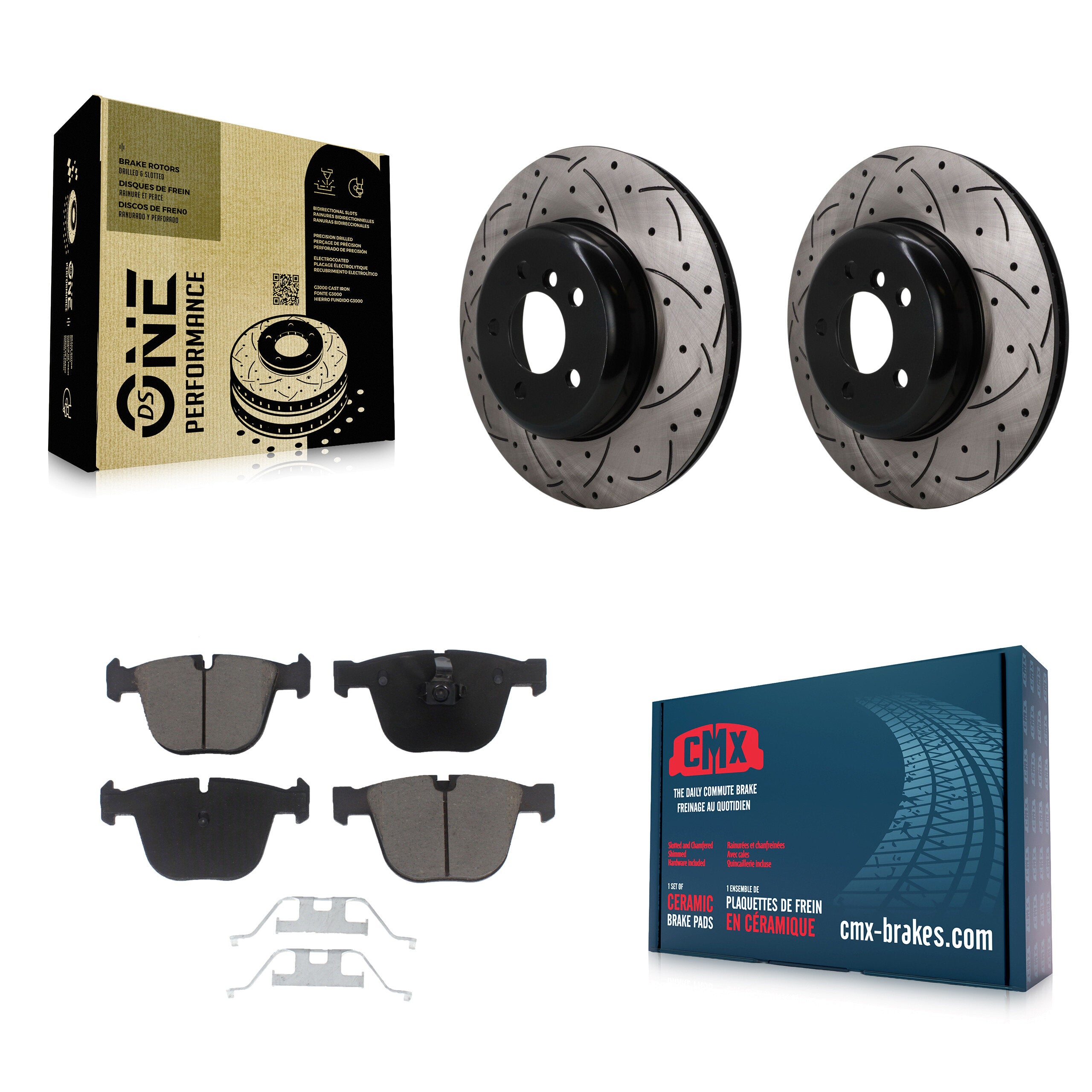 Rear Coat Drill Slot Disc Brake Rotor Ceramic Pad Kit For BMW 535i GT xDrive 740Li 740i 7 KDC-101900