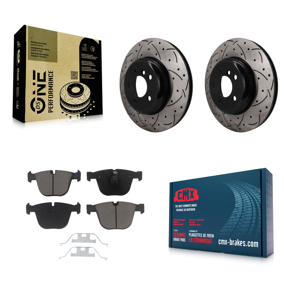 Rear Coat Drill Slot Disc Brake Rotor Ceramic Pad Kit For BMW 535i GT xDrive 740Li 740i 7 KDC-101900