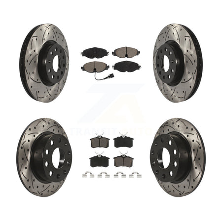 Front Rear Coat Drill Slot Disc Brake Rotors Ceramic Pad Kit For Volkswagen Golf Alltrack KDC-101952