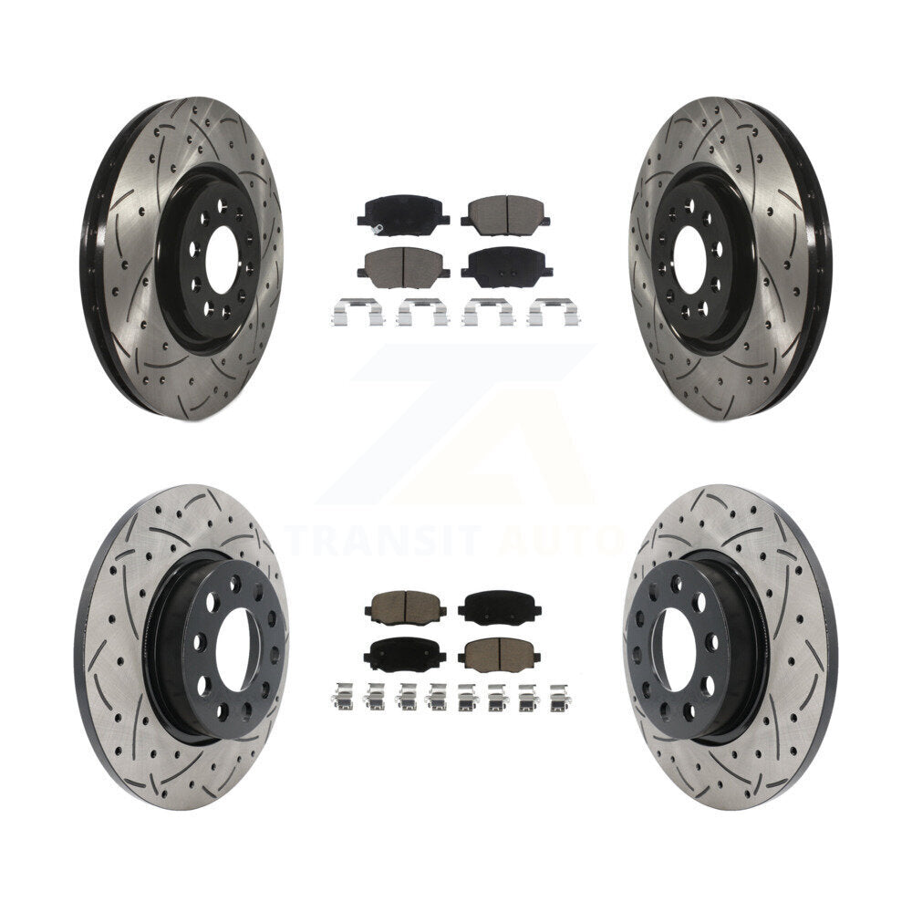 Front Rear Coated Drilled Slotted Disc Brake Rotors And Ceramic Pads Kit For Dodge Hornet KDC-101954
