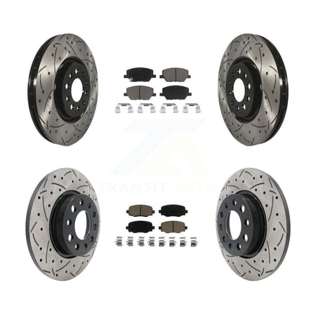 Front Rear Coated Drilled Slotted Disc Brake Rotors And Ceramic Pads Kit For Dodge Hornet KDC-101954