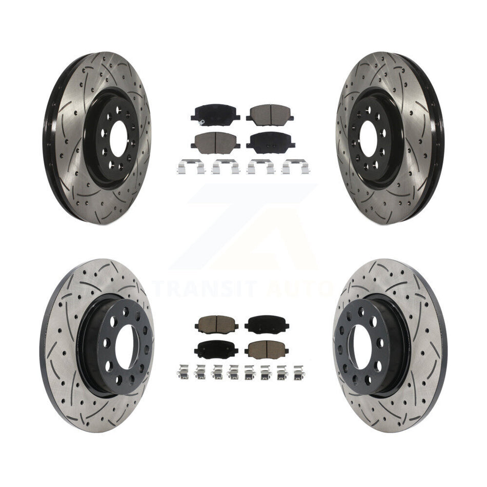 Front Rear Coated Drilled Slotted Disc Brake Rotors And Ceramic Pads Kit For Dodge Hornet KDC-101954