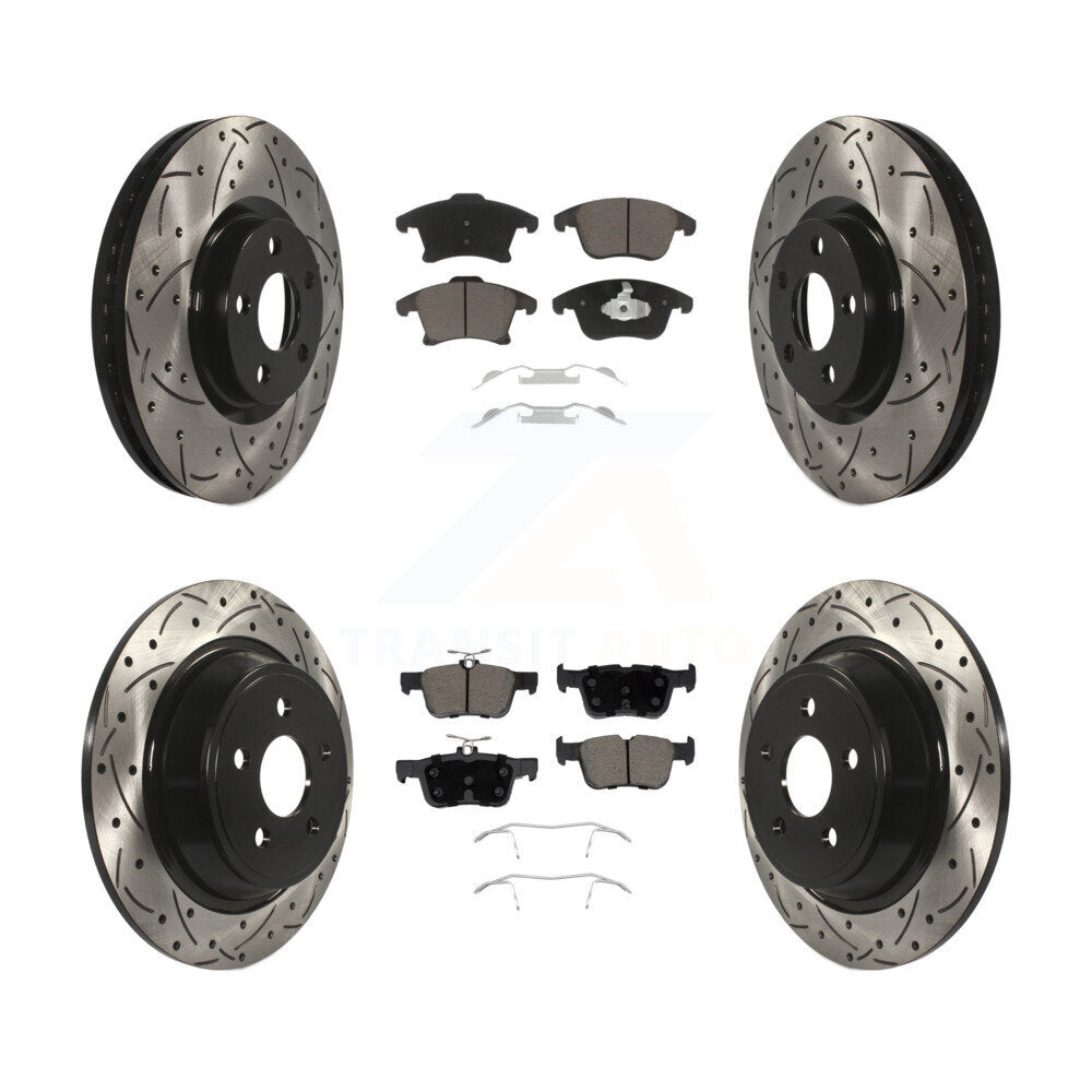 Front Rear Drill Slot Brake Rotors Ceramic Pad Kit For 19-20 Ford Police Responder Hybrid KDC-101955