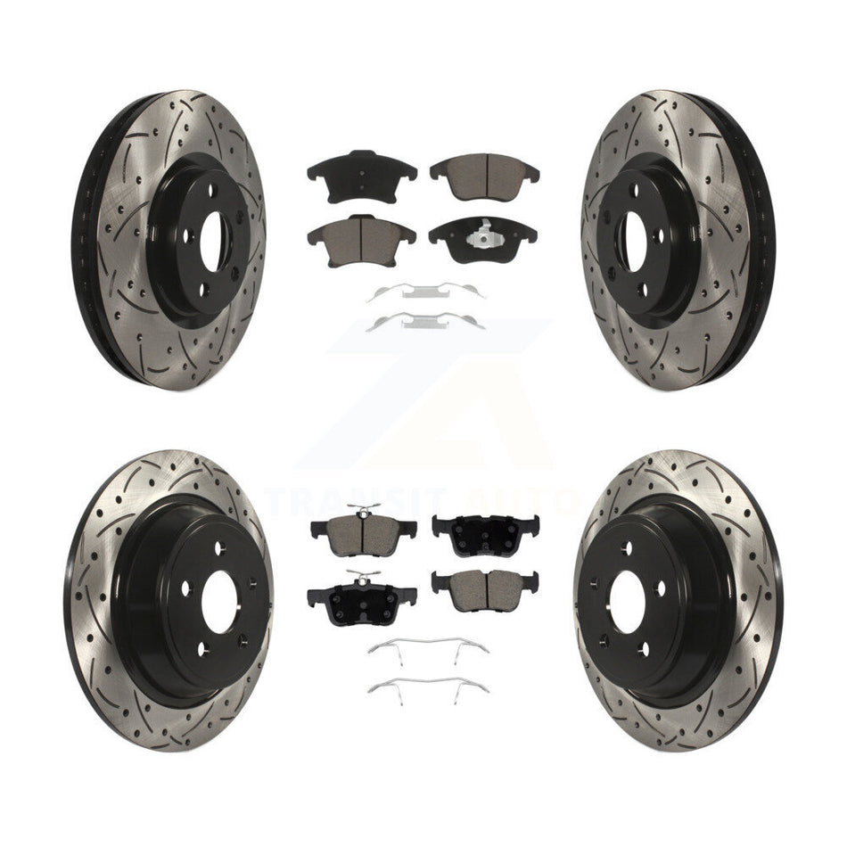 Front Rear Drill Slot Brake Rotors Ceramic Pad Kit For 19-20 Ford Police Responder Hybrid KDC-101955