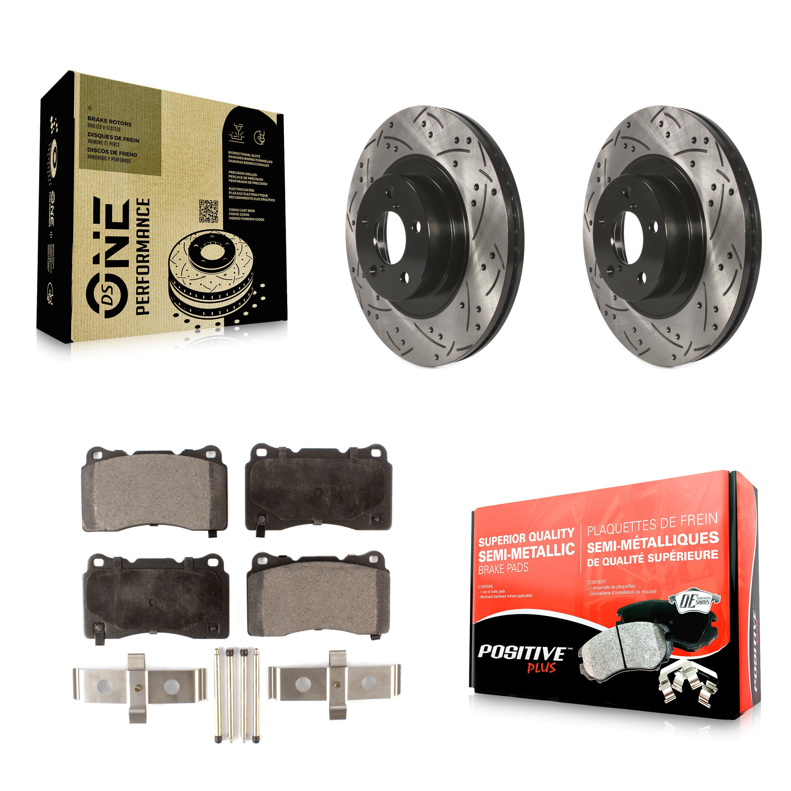 Front Drill Slot Brake Rotor Semi-Metallic Pad Kit For 2019 Toyota 86 TRD Special Edition KDF-100072