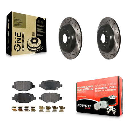 Rear Drill Slot Brake Rotors Semi-Metallic Pad Kit For 15 Ford Explorer Limited/Sport/XLT KDF-100444