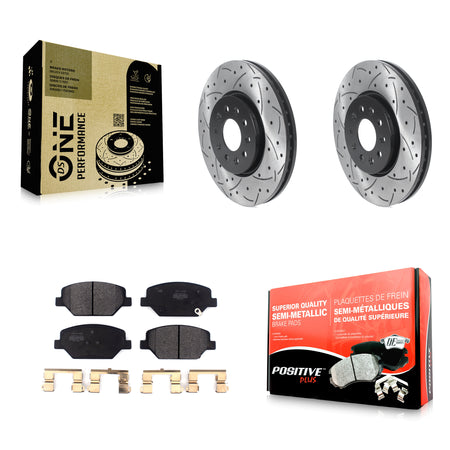 Front Drill Slot Disc Brake Rotor Semi-Metallic Pad Kit For Chevrolet Equinox GMC Terrain KDF-100737