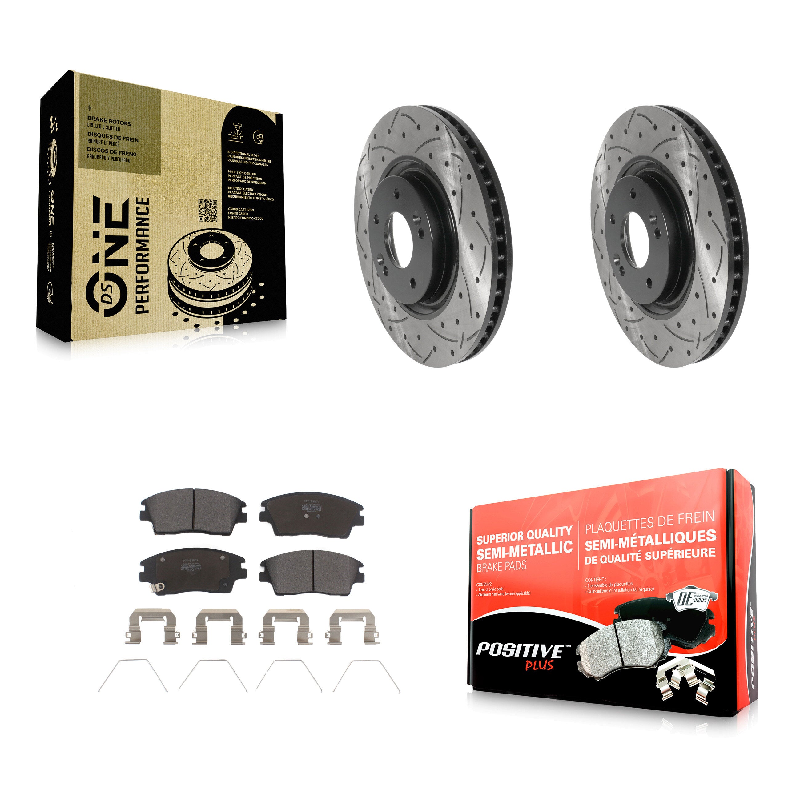 Front Drilled Slot Brake Rotors Semi-Metallic Pad Kit For 17-22 Kia Sportage Turbocharged KDF-100771