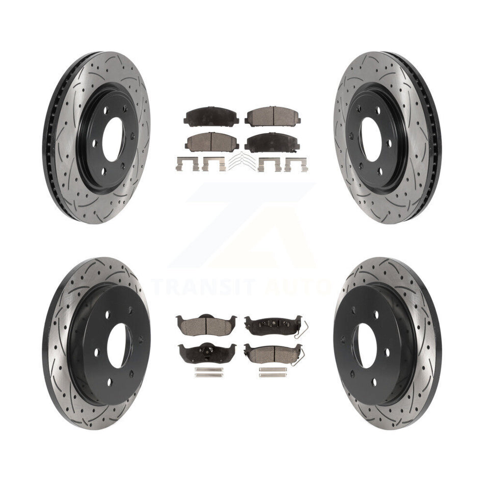 Front Rear Drill Slot Brake Rotors Semi-Metallic Pad Kit For Nissan TITAN Armada INFINITI KDF-100820