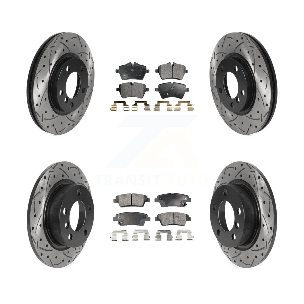 Front Rear Drilled Slot Disc Brake Rotor Semi-Metallic Pad Kit For Mini Cooper Countryman KDF-100851