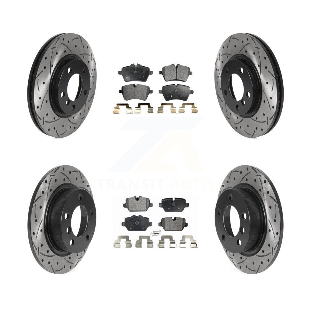 Front Rear Drilled Slot Disc Brake Rotor Semi-Metallic Pad Kit For Mini Cooper Countryman KDF-100852