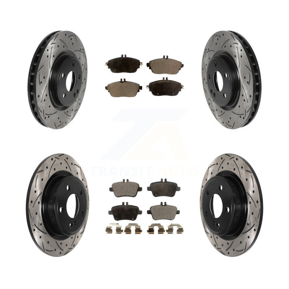 Front Rear Drill Slot Brake Rotor Semi-Metallic Pad Kit For Mercedes-Benz GLA250 CLA250 B KDF-100859