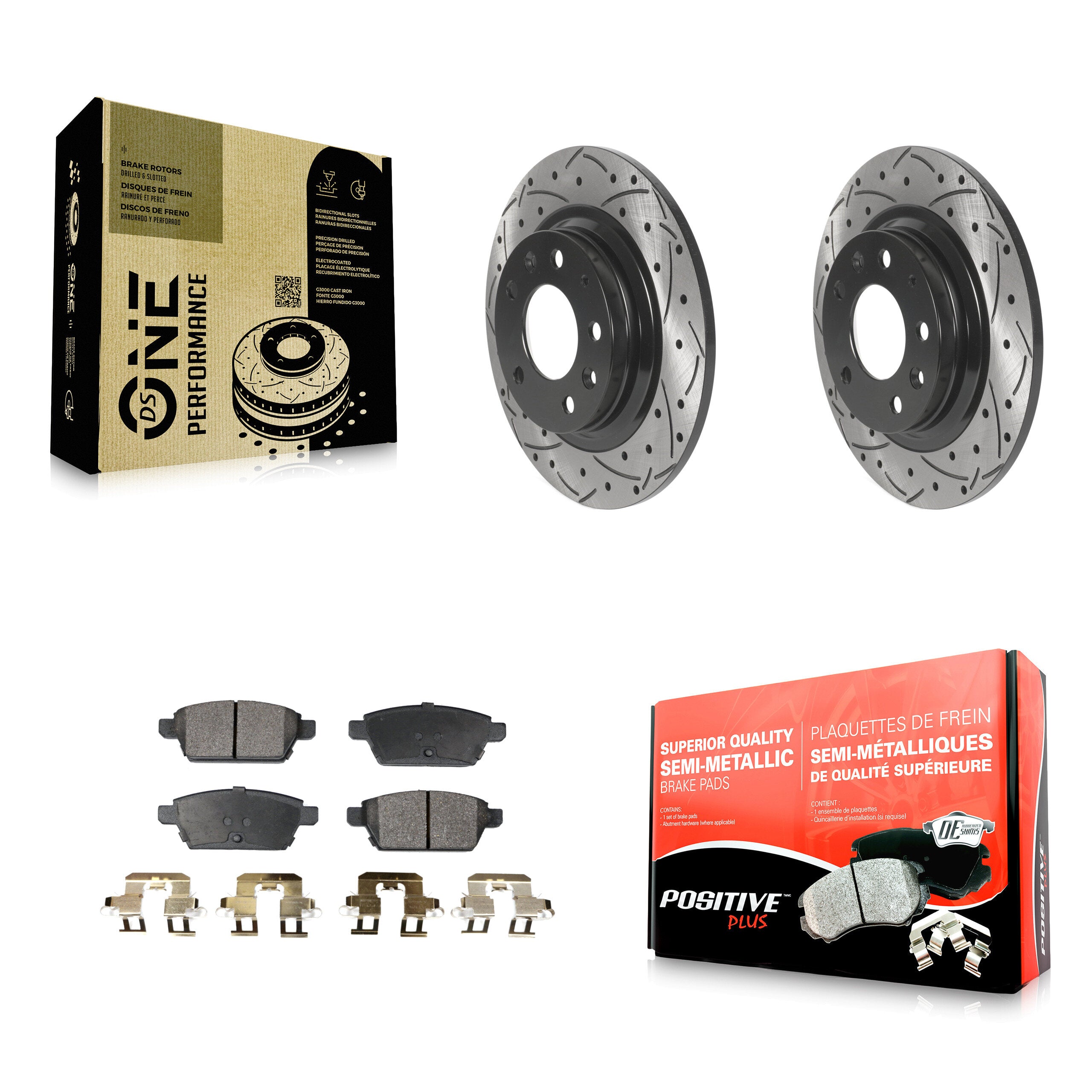 Rear Drilled Slot Brake Rotor & Semi-Metallic Pad Kit For Ford Fusion Mazda 6 Lincoln MKZ KDF-100888