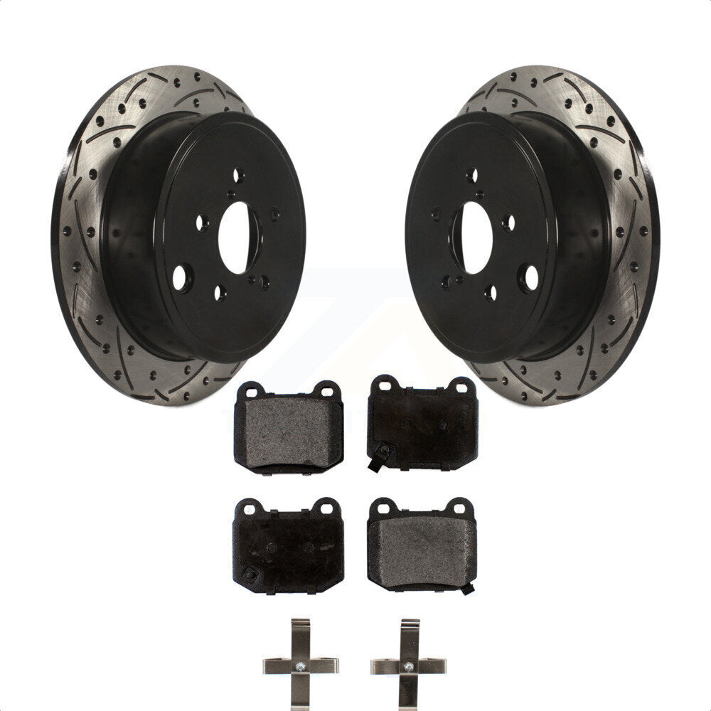 Rear Drill Slot Brake Rotors Semi-Metallic Pad Kit For Subaru WRX With 17\\" Factory Wheels KDF-100940