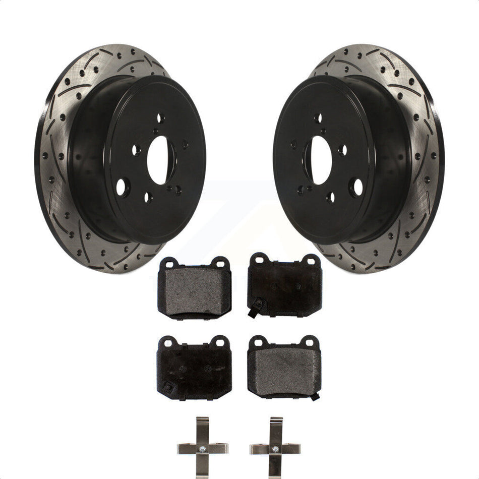 Rear Drill Slot Brake Rotors Semi-Metallic Pad Kit For Subaru WRX With 17\\" Factory Wheels KDF-100940