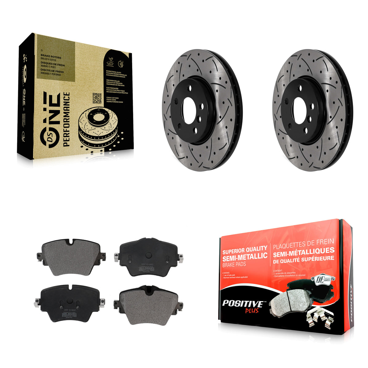 Front Drilled Slot Brake Rotor & Semi-Metallic Pad Kit For Mini Cooper Countryman Clubman KDF-101016