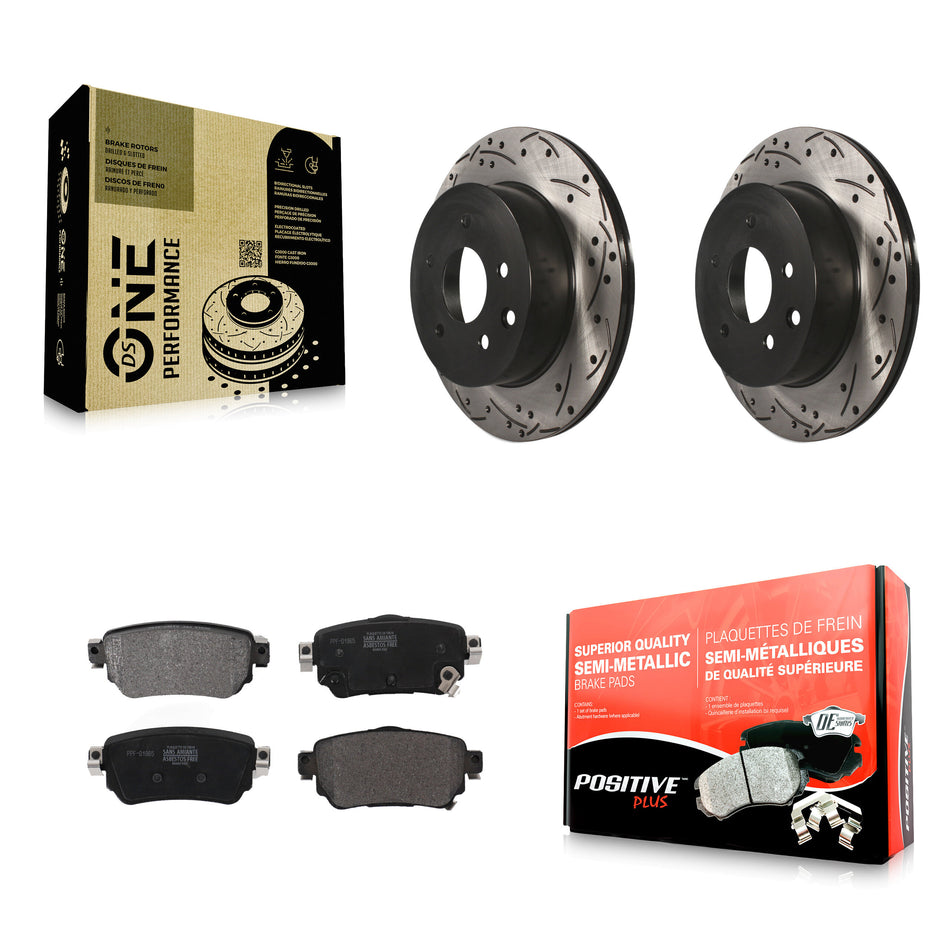 Rear Coat Drill Slot Disc Brake Rotor Semi-Metallic Pad Kit For 2019 Nissan Rogue Sport S KDF-101050