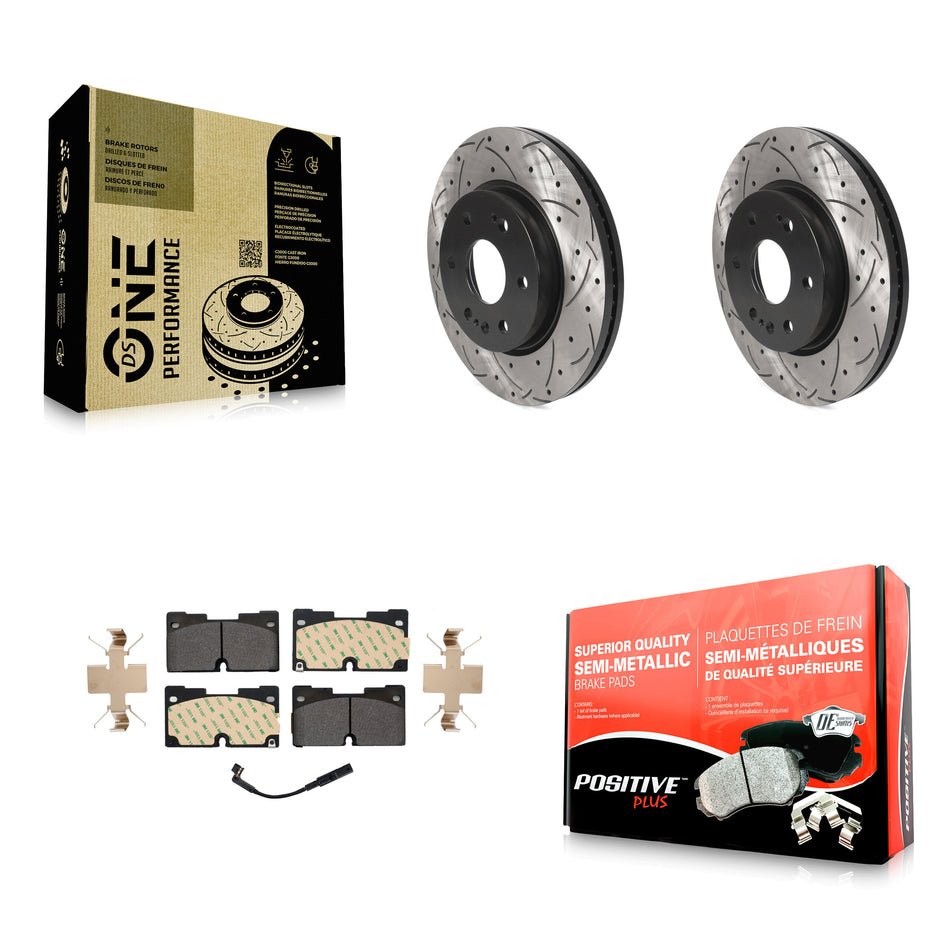 Front Drill Slot Brake Rotor Semi-Metallic Pad Kit For GMC Chevrolet Silverado 1500 Yukon KDF-101058
