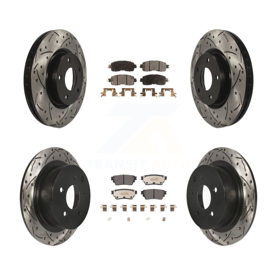 Front Rear Drilled Slot Brake Rotor Semi-Metallic Pad Kit For 2019-2020 Nissan Altima AWD KDF-101066