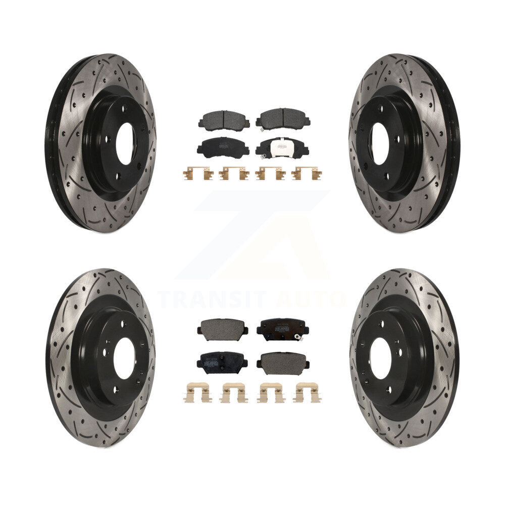 Front Rear Drill Slot Disc Brake Rotor Semi-Metallic Pad Kit For Mitsubishi Eclipse Cross KDF-101070
