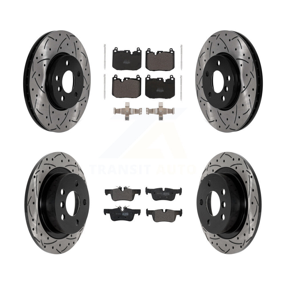 Front Rear Drilled Slot Brake Rotor Semi-Metallic Pad Kit For 17-20 Mini Cooper Clubman S KDF-101087