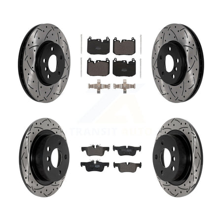 Front Rear Drilled Slot Brake Rotor Semi-Metallic Pad Kit For 17-20 Mini Cooper Clubman S KDF-101087
