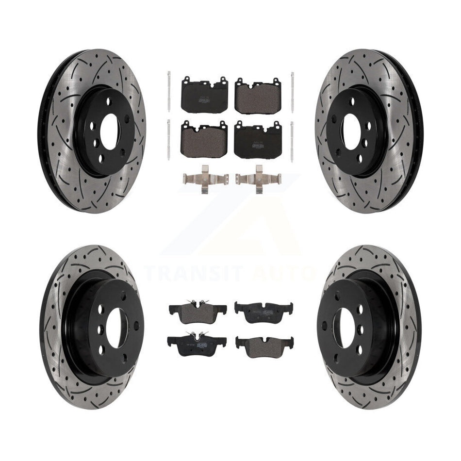Front Rear Drilled Slot Brake Rotor Semi-Metallic Pad Kit For 17-20 Mini Cooper Clubman S KDF-101087