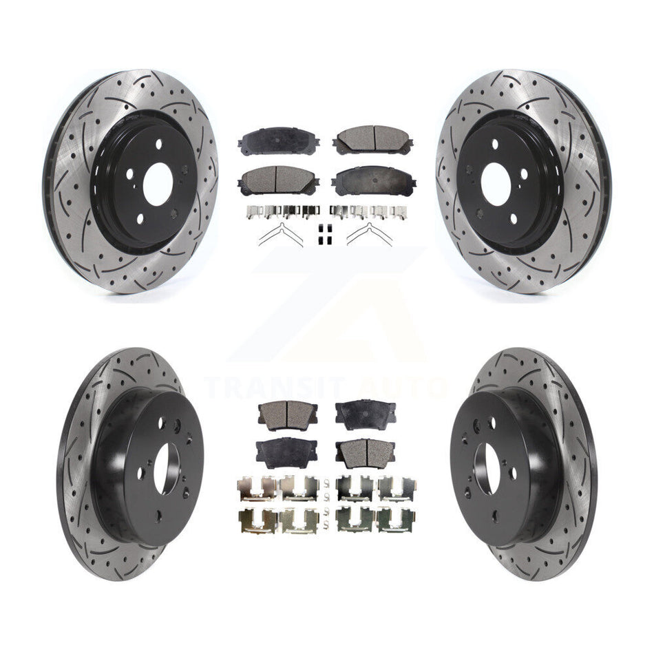 Front Rear Drilled Slot Disc Brake Rotors Semi-Metallic Pad Kit For 2022 Toyota Camry TRD KDF-101099