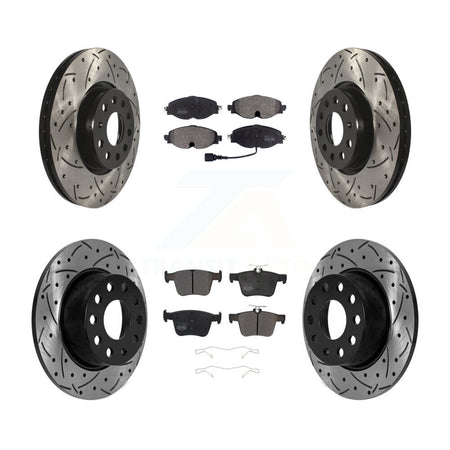 Front Rear Drill Slot Brake Rotor Semi-Metallic Pad Kit For 2022-2023 Volkswagen Taos FWD KDF-101104