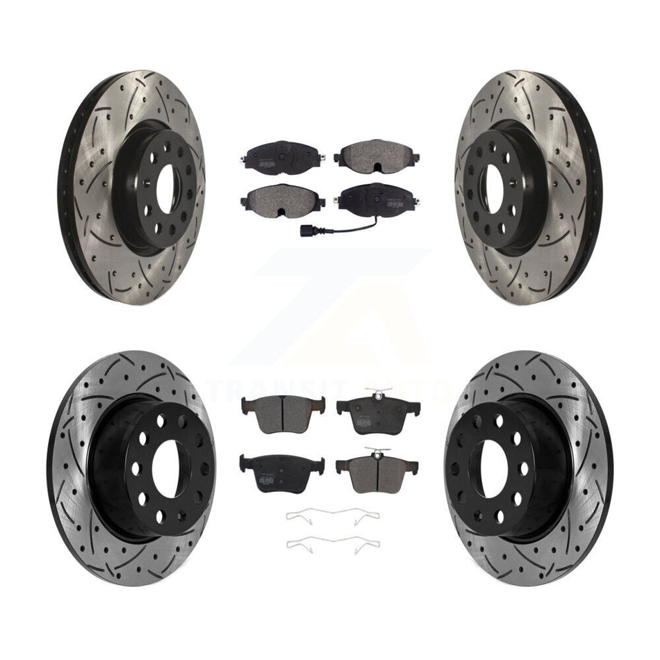 Front Rear Drill Slot Brake Rotor Semi-Metallic Pad Kit For 2022-2023 Volkswagen Taos FWD KDF-101104