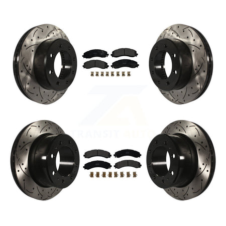 Front Rear Coated Drilled Slotted Disc Brake Rotor And Semi-Metallic Pad Kit For Ram 3500 KDF-101115