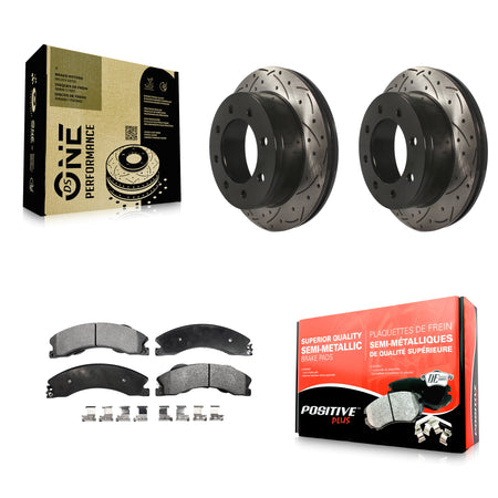 Rear Coated Drill Slot Disc Brake Rotors Semi-Metallic Pad Kit For Chevrolet Express 4500 KDF-101120