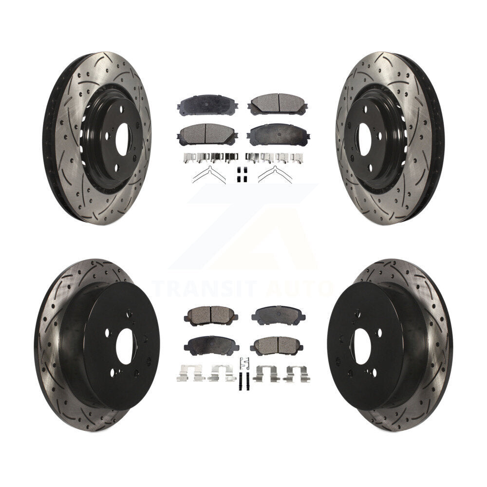 Front Rear Coated Drill Slot Disc Brake Rotor Semi-Metallic Pad Kit For Toyota Highlander KDF-101134