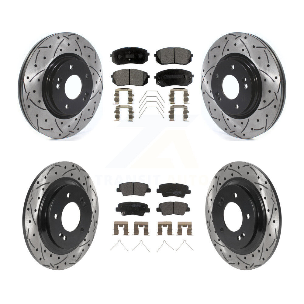 Front Rear Drill Slot Brake Rotor Semi-Metallic Pad Kit For Hyundai Elantra GT Kia Forte5 KDF-101135
