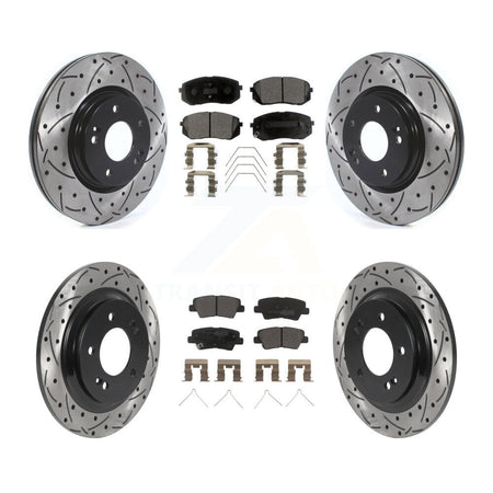 Front Rear Drill Slot Brake Rotor Semi-Metallic Pad Kit For Hyundai Elantra GT Kia Forte5 KDF-101135