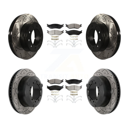 Front Rear Drilled Slot Brake Rotor Semi-Metallic Pad Kit For Ford F-450 Super Duty F-550 KDF-101163
