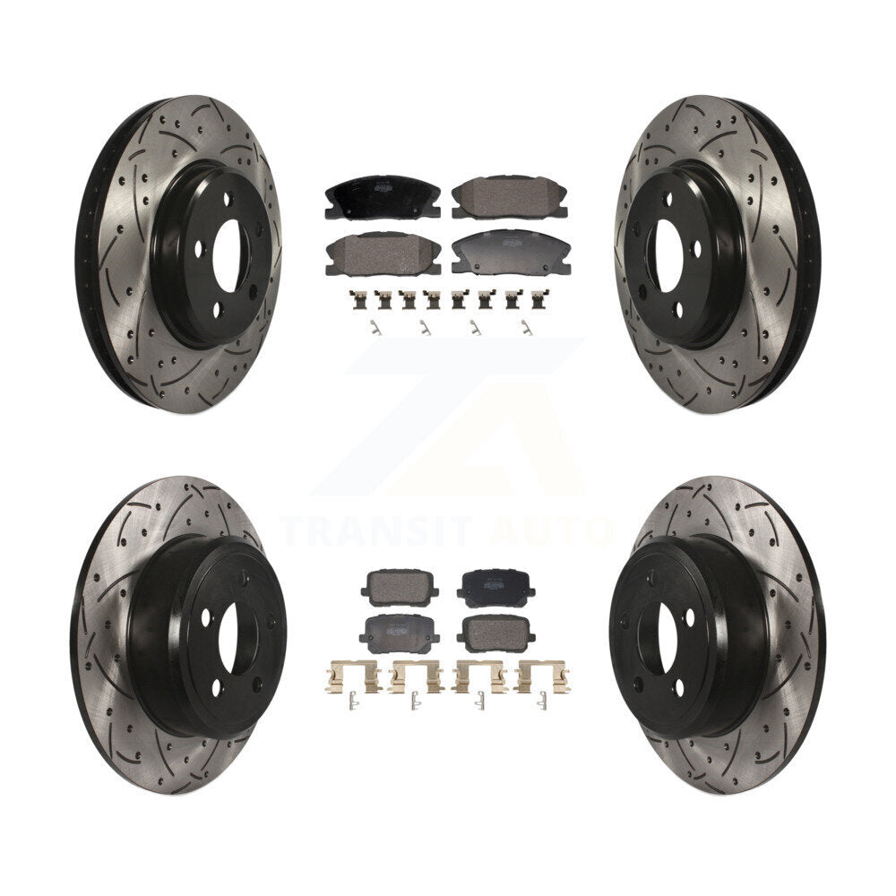 Front Rear Drilled Slot Brake Rotor Semi-Metallic Pad Kit For Dodge Charger RWD with 3.6L KDF-101164